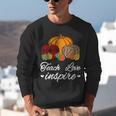 Teach Love Inspire Autumn Fall Plaid Leopard Pumpkin Teacher For Men Women Kids Unisex Sweatshirt, funny gift
