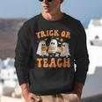 Teacher Halloween Trick Or Teach Retro Groovy Floral Ghost Unisex Sweatshirt, Groovy Teacher Sweatshirts, funny gift
