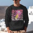 Teacher Pencil Back To School Groovy Pink Teacher First Day Unisex Sweatshirt, Groovy Teacher Sweatshirts, funny gift