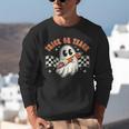 Trick Or Teach Groovy Retro Ghost Halloween Teacher Kids Unisex Sweatshirt, Groovy Teacher Sweatshirts, funny gift