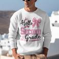 Hello Second Grade First Day Of School Coquette Teacher Girl Unisex Sweatshirt, First Grade Teacher Sweatshirts, funny gift