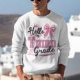 Hello Third Grade First Day Of School Coquette Teacher Girl Unisex Sweatshirt, First Grade Teacher Sweatshirts, funny gift