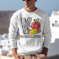 K Is For Kindergarten Teacher Pencil Apple Back To School Unisex Sweatshirt, funny gift K Is For Kindergarten Teacher Pencil Apple Back To School Unisex Sweatshirt, funny gift