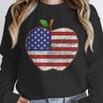 American Flag Teachers Students Apple 4th Of July Vintage Unisex Sweatshirt, novelty gifts, funny gifts