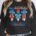 All American Teacher Pencil Coquette Bow USA Flag Teachers Unisex Sweatshirt, novelty gifts, funny gifts