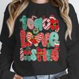 Christmas Coquette Bow Teacher Teach Love Inspire Unisex Sweatshirt, novelty gifts, funny gifts