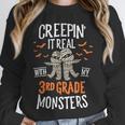 Creepin It Real With My 3rd Grade Monsters Halloween Teacher Unisex Sweatshirt, novelty gifts, funny gifts
