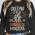 Creepin It Real Kindergarten Monsters Halloween Teacher Unisex Sweatshirt, novelty gifts, funny gifts