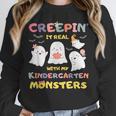 Creepin It Real With Kindergarten Monsters Halloween Teacher Unisex Sweatshirt, novelty gifts, funny gifts Creepin It Real With Kindergarten Monsters Halloween Teacher Unisex Sweatshirt, novelty gifts, funny gifts