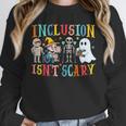 Cute Inclusion Isn't Scary Teacher Skeleton Ghost Halloween Unisex Sweatshirt, novelty gifts, funny gifts Cute Inclusion Isn't Scary Teacher Skeleton Ghost Halloween Unisex Sweatshirt, novelty gifts, funny gifts