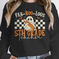 Fab Boo Lous 5th Grade Teacher Retro Ghost Spooky Halloween Unisex Sweatshirt, novelty gifts, funny gifts