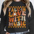 Fall In Love With Music Groovy Thanksgiving Music Teacher Men Women Girls Kids Unisex Sweatshirt, novelty gifts, funny gifts