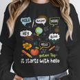 Friendship Inclusion Language Teacher It Starts With Hello Unisex Sweatshirt, novelty gifts, funny gifts Friendship Inclusion Language Teacher It Starts With Hello Unisex Sweatshirt, novelty gifts, funny gifts