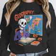 Halloween Skeleton Geography Teacher Pumpkin Bats Classroom Unisex Sweatshirt, novelty gifts, funny gifts
