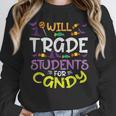 Halloween Teacher Will Trade Students For Candy Women Men Unisex Sweatshirt, novelty gifts, funny gifts