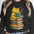 Kawaii Cats Lover Coffee Books Teacher Librarian Cat Unisex Sweatshirt, novelty gifts, funny gifts