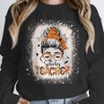 Messy Bun Spooky Teacher Bleached Halloween Teachers Unisex Sweatshirt, novelty gifts, funny gifts Messy Bun Spooky Teacher Bleached Halloween Teachers Unisex Sweatshirt, novelty gifts, funny gifts