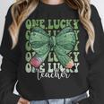 One Lucky Teacher Coquette Bow St Patricks Day Teacher Unisex Sweatshirt, novelty gifts, funny gifts