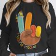 One Thankful Teacher Thanksgiving Turkey Peace Hand Sign Unisex Sweatshirt, novelty gifts, funny gifts