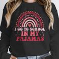 Rainbow Homeschool Mom Teacher I Go To School In My Pajamas Unisex Sweatshirt, novelty gifts, funny gifts
