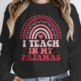 Rainbow Retro Homeschool Mom Teacher I Teach In My Pajamas Unisex Sweatshirt, novelty gifts, funny gifts