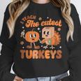 Retro I Teach The Cutest Turkey Thanksgiving Pumpkin Teacher Unisex Sweatshirt, novelty gifts, funny gifts