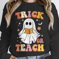 Retro Vintage Groovy Trick Or Teach Teacher Halloween For Men Women Kids Unisex Sweatshirt, novelty gifts, funny gifts