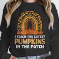 Teach Leopard Rainbow Cute Halloween Costume Teacher Women Unisex Sweatshirt, novelty gifts, funny gifts