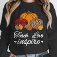 Teach Love Inspire Autumn Fall Plaid Leopard Pumpkin Teacher For Men Women Kids Unisex Sweatshirt, novelty gifts, funny gifts