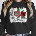 Teach Love Inspire Pre-k Teacher Apple Leopard Red Plain Unisex Sweatshirt, novelty gifts, funny gifts