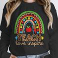 Teach Love Inspire Rainbow Leopard Cheetah Print Teacher Unisex Sweatshirt, novelty gifts, funny gifts Teach Love Inspire Rainbow Leopard Cheetah Print Teacher Unisex Sweatshirt, novelty gifts, funny gifts