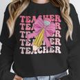 Teacher Pencil Back To School Groovy Pink Teacher First Day Unisex Sweatshirt, novelty gifts, funny gifts