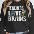 Teachers Love Brains Zombie Halloween Hilarious Unisex Sweatshirt, novelty gifts, funny gifts