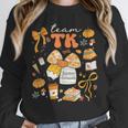 Team TK Crew Preppy Coquette Bow Pumpkin Fall TK Teacher Unisex Sweatshirt, novelty gifts, funny gifts Team TK Crew Preppy Coquette Bow Pumpkin Fall TK Teacher Unisex Sweatshirt, novelty gifts, funny gifts