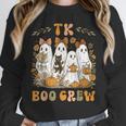 TK Boo Crew Preppy Halloween Floral Ghost TK Teacher Team TK Unisex Sweatshirt, novelty gifts, funny gifts