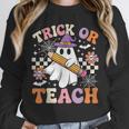 Trick Or Teach Groovy Teacher Halloween Retro Ghost Unisex Sweatshirt, novelty gifts, funny gifts Trick Or Teach Groovy Teacher Halloween Retro Ghost Unisex Sweatshirt, novelty gifts, funny gifts