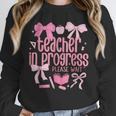 Women Teacher In Progress Coquette Pink Bow Future Teacher Unisex Sweatshirt, novelty gifts, funny gifts