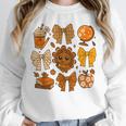 Coquette Teach Teacher Bows Thanksgiving Turkey Fall Autumn Unisex Sweatshirt, novelty gifts, funny gifts