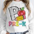P Is For Pre-K Teacher Pencil Apple Back To School Unisex Sweatshirt, novelty gifts, funny gifts