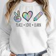 Peace Love Learn Tie Dye Teacher Kids 100th Days Of School Unisex Sweatshirt, novelty gifts, funny gifts
