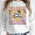 Social Studies Teacher Pencil Heart Leopard Back To School Unisex Sweatshirt, novelty gifts, funny gifts
