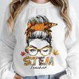 STEM Teacher Messy Bun Fall Vibes Autumn Thanksgiving Men Women Unisex Sweatshirt, novelty gifts, funny gifts STEM Teacher Messy Bun Fall Vibes Autumn Thanksgiving Men Women Unisex Sweatshirt, novelty gifts, funny gifts