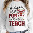 Teachers Oh What Fun It Is To Teach Cute Red Plaid Reindeer Unisex Sweatshirt, novelty gifts, funny gifts Teachers Oh What Fun It Is To Teach Cute Red Plaid Reindeer Unisex Sweatshirt, novelty gifts, funny gifts