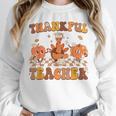 Thankful Teacher Retro Groovy Thanksgiving Fall Women Men Unisex Sweatshirt, novelty gifts, funny gifts