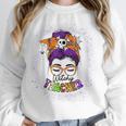 Witchy Teacher Halloween Messy Bun Teacher Bleached Unisex Sweatshirt, novelty gifts, funny gifts Witchy Teacher Halloween Messy Bun Teacher Bleached Unisex Sweatshirt, novelty gifts, funny gifts