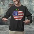 American Flag Teachers Students Apple 4th Of July Vintage Unisex Sweatshirt, gift for family, gift for coworker