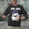 Boo Jour Ghost French Teacher Vintage Teacherlife Groovy Unisex Sweatshirt, Groovy Teacher Sweatshirts, gift for family, gift for coworker