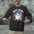 Boo Jour Ghost Halloween French Teacher Cute Coffe Croissant Unisex Sweatshirt, gift for family, gift for coworker Boo Jour Ghost Halloween French Teacher Cute Coffe Croissant Unisex Sweatshirt, gift for family, gift for coworker