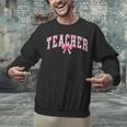 Coquette Bow Back To School First Day Teacher Unisex Sweatshirt, gift for family, gift for coworker Coquette Bow Back To School First Day Teacher Unisex Sweatshirt, gift for family, gift for coworker