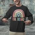 ESL Squad Teacher Crew Team Back To School English Rainbow Unisex Sweatshirt, Esl Teacher Sweatshirts, English Teacher Sweatshirts, gift for family, gift for coworker